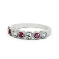 thumbnail image 2 of 0.70 Ct Round Cut Ruby Gemstone Genuine Diamond Beautiful Eternity Band for Engagement 14K White Gold Size 6.5, 2 of 7