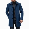 thumbnail image 5 of FRSASU Men's Mid‑Length Overcoat Single‑Breasted Notched Lapel Collar Warm Casual Business Winter Outerwear Coat Navy, 5 of 6