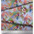 thumbnail image 2 of Soimoi Velvet Fabric Birds,Leaves & Lily Floral Printed Fabric 1 Yard 58 Inch Wide, 2 of 3