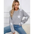 thumbnail image 3 of Crewneck Sweaters for Women Trendy Star Sweater Casual Pullover Sweaters Fall Lightweight Girls Sweaters Shermie, 3 of 6