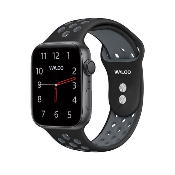 Waloo Breathable Sport Silicone Band for Apple Watch 40/41/42mm - Black/Gray