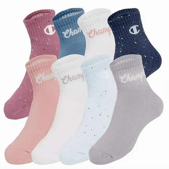 Champion Girls 8-Pack Quarter Sock - Pink Color Pack Assortment