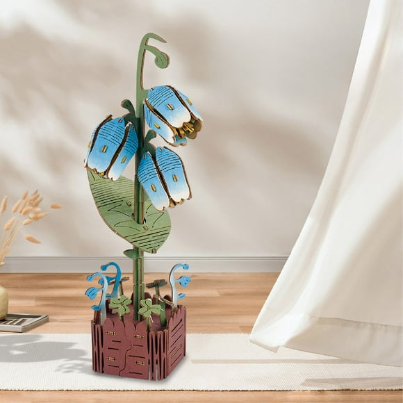 Tranfacy Home Decorations,Room Ornaments,Building Blocks Flowers Flower Puzzles Three-dimensional Models Wooden Handicrafts