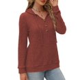 thumbnail image 2 of Hoodies Long Sleeve V-Neck Casual Sweatshirts Fall Outfits Pullover Winter Clothes Wine Red L, 2 of 7