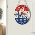 thumbnail image 5 of Farmhouse Wall Decor Living Room, Fourth of July Decorations, Round God Bless America Wooden Hanging Sign, Red White and Blue Front Porch Decor Outdoor Patriotic Wall Hanging for, 5 of 7