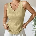 thumbnail image 2 of Breezora Women Sparkle V Neck Sequin Tank Top Glitter Sleeveless Club Festival Layer Loose Fit Vest S Size Gold, 2 of 7