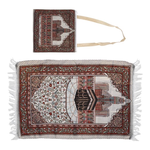 Praying Rug, 70x110cm Pilgrimage Carpet Muslim Praying Rug With A Cloth Bag Portable Thick Cotton Muslim Prayer Mat For Pilgrimage