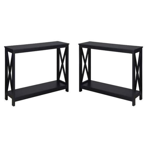 Home Square 2 Piece Rectangular Console Table Set in Black