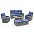thumbnail image 2 of Unnifurnzi 6 Pieces Outdoor Furniture with Fire Pit-All Weather Wicker Outdoor Swivel Chair Outdoor Couch with Outdoor Ottoman Outdoor Patio Furniture for Deck Porch Poolside-Gray/Blue, 2 of 7
