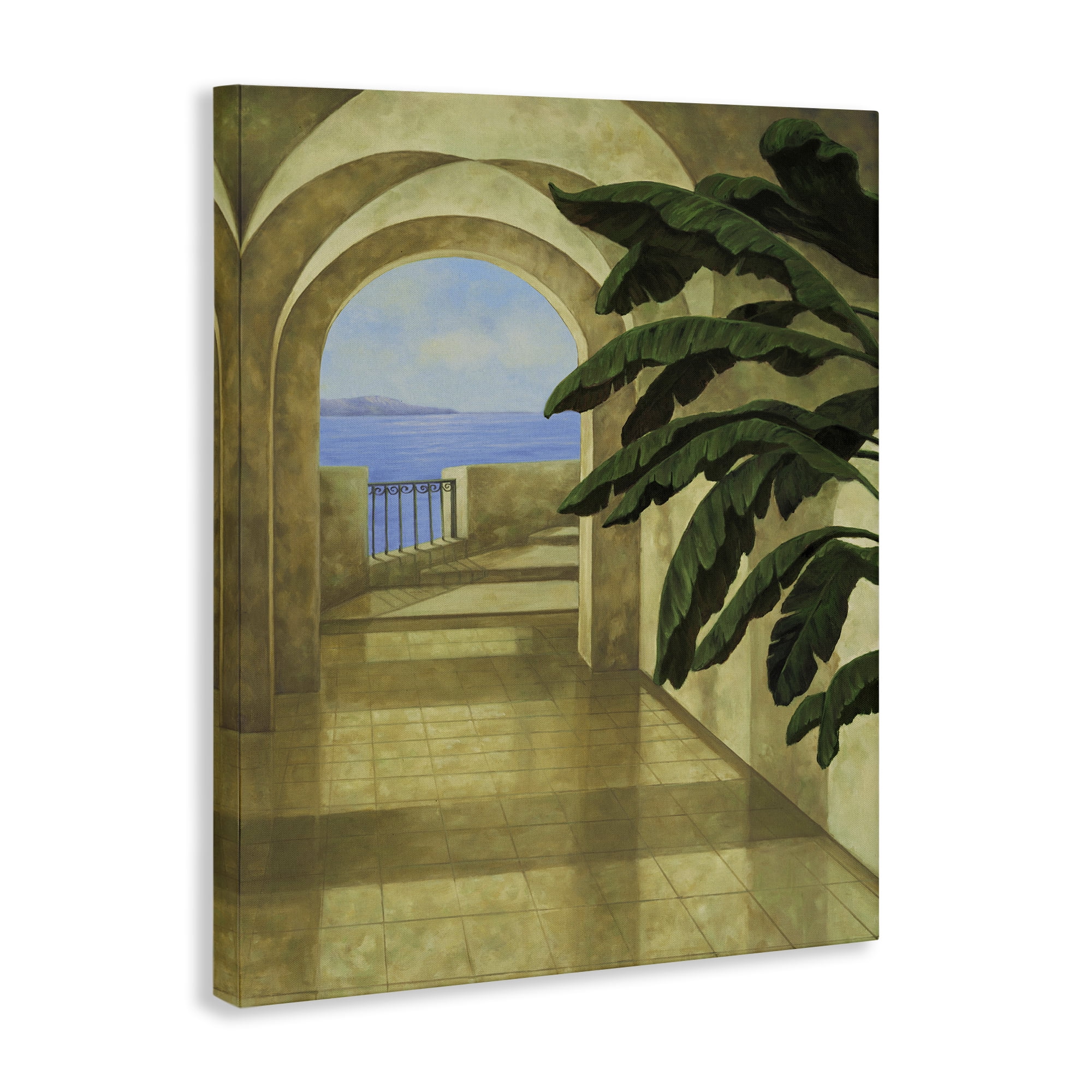 Stupell Industries Coastal Villa Palm Town & City Painting Gallery Wrapped Canvas Art Print Wall Art, 30 x 40