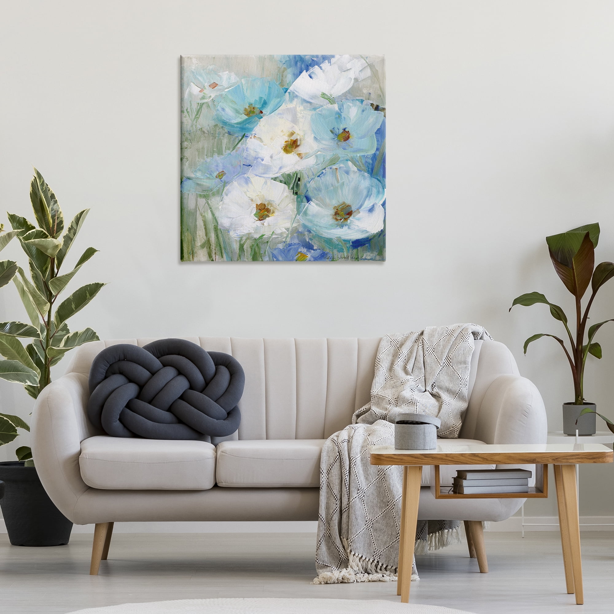 Stupell Industries Blue Spring Poppies Plants & Flowers Painting Wrapped Canvas Art Print Wall Art, 30 x 30