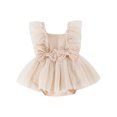 thumbnail image 2 of Elippeo Infant Baby Girls Tulle Romper Dress 3 6 12 18 Months Dot Print Flying Sleeve Square Neck Bow Jumpsuit, 2 of 9