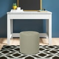 thumbnail image 2 of Adeco  Round Ottoman Upholstered Tufted Faux Leather Footrest Grey Casual,Americana, 2 of 6
