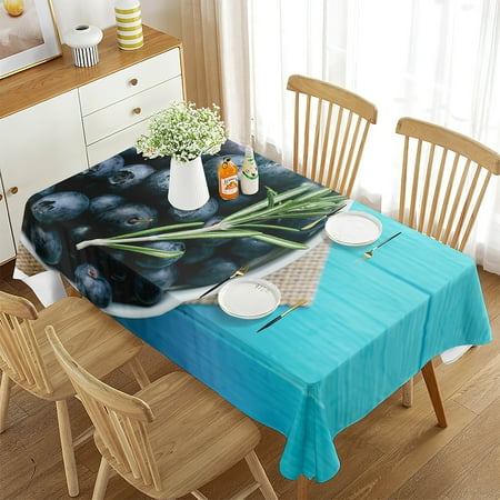 

Fruit Tablecloth Fresh Blueberries Ripe Juicy Fruits Summer Food Style Rectangular Table Cover for Dining Room Kitchen r