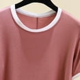 thumbnail image 5 of Annhoo Pajama Tops for Women Spring Summer Block Color Crewneck Loose Short Sleeve Shirts Soft Comfy Clothes, 5 of 9