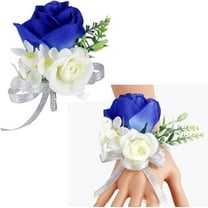 Royal Blue Wrist Corsage Boutonniere Set Wedding Flowers Artificial Flowers for Anniversary Prom Party (Corsages and Boutonnieres Sets)