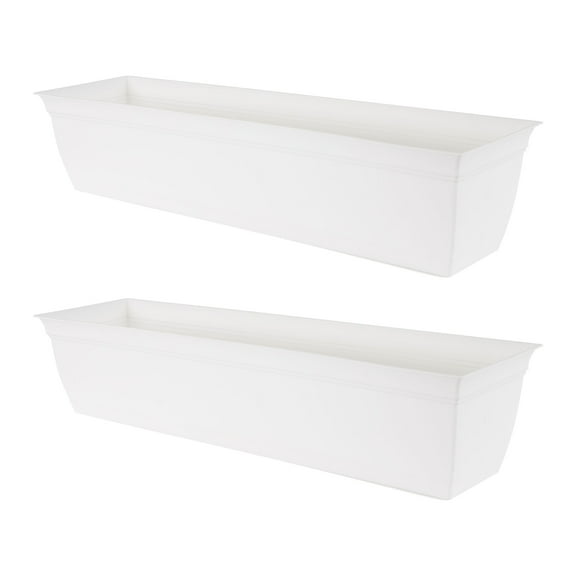 The HC Companies Window Flower Box with Removable Saucer, White (2 Pack)