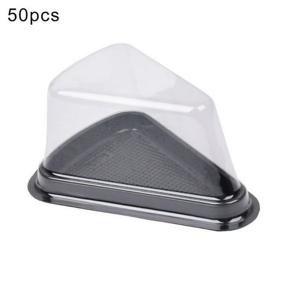 50Pack Cake Slice Containers, Individual Disposable Triangle Plastic Cake Boxes, for Pie Cheesecake Dessert