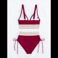thumbnail image 4 of Bikini de Dos Piezas para Mujer, Cintura Alta, Cuello Halter, Traje de Baño Adelgazante, Rojo, Talla M, 4 of 7
