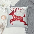 thumbnail image 2 of JEUXUS  Pack of  Soft Canvas Throw Pillow Covers Cases for Couch Sofa Home Decoration Christmas Holiday Reindeer with Stars Print  Christmas Red, 2 of 5