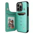 thumbnail image 5 of Allytech iPhone 13 Pro Max Wallet Case with Card Holder, PU Leather Butterfly Embossed Kickstand Magnetic Closure Shockproof Protection Case Cover for Apple iPhone 13 Pro Max 6.7",Green, 5 of 9