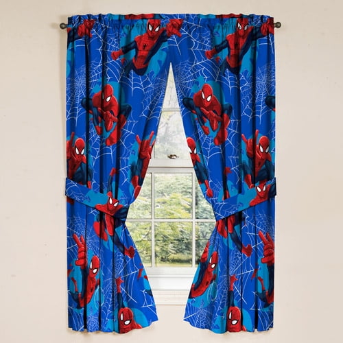 Marvel Spiderman Kids Bedroom Curtain Panel Set, Set of 2, 63inch L