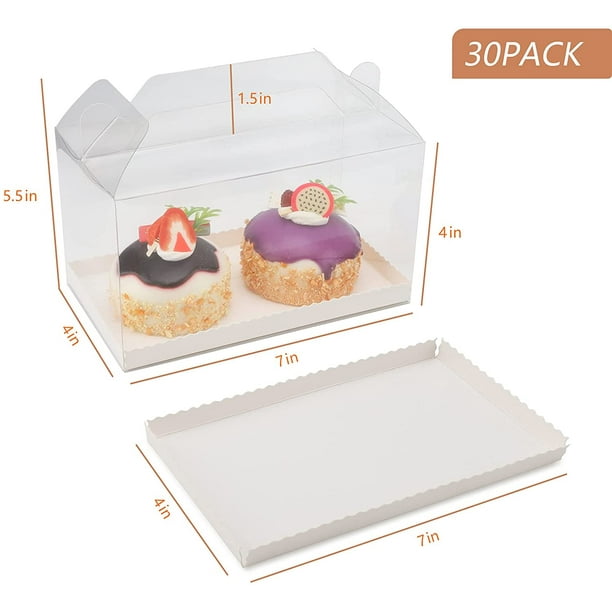 Boîtes à gâteaux en transparente avec poignée (lot de 25 Pièces)