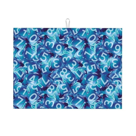 

Large Dish Drying Mats for Kitchen Counter - Math number dice Print 18x24In Anti-Slip Absorbent Microfiber Drying Mat for Kitchen Counter Mat Dish Rack Mat with Hanging Loop