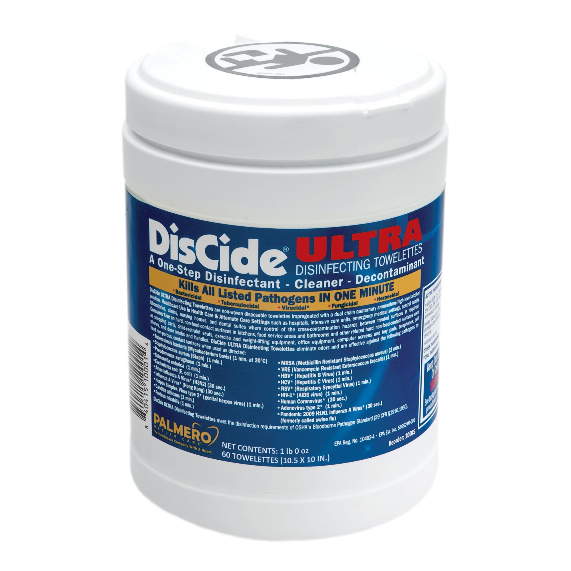 DisCide Ultra Surface Disinfectant Cleaner Wipe Canister Herbal Scent 60 Ct 10DIS