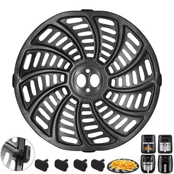 GWY Air Fryer Replacement Tray for Gourmia GAF686 GAF698 Air Fryer, Oval Nonstick 9.3''×8.9'' Air Fryer Replacement Parts Rack Accessories Grill Pan Grill Plate Crisper Plate with Rubber Bumpers