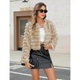 thumbnail image 2 of ieFashion Faux Fur Cropped Coats Fuzzy Long Sleeve Winter Jacket Open Front Cardigan Top Fluffy Warm Outwear with Pocket, Beige,L, 2 of 7