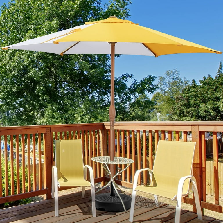 7 foot wide patio umbrella Ainfox 7.5ft Beach Round Market Patio Umbrellas, UV Resistant, Beige