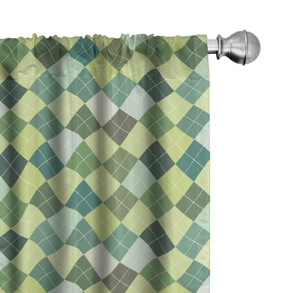 Ambesonne Plaid Curtains, Traditional Argyle Green, Pair of 28"x63", Multicolor