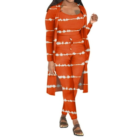 

QYZEU Yoga Pants Plus Sized Maternity Rompers And Jumpsuits Fall Winter Women Stretchy Wear 2022 Prints 3 Piece Pants Set Ladies Ribbed Casual Three Pcs Outfits