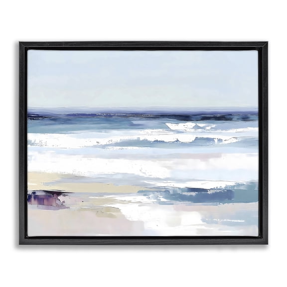 Stupell Industries Abstract Waves on Shore Black Framed Floater Canvas Wall Art design by LSR Creative Studio, 17 x 21