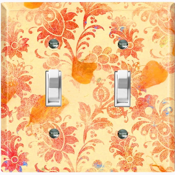 Metal Light Switch Plate Outlet Cover (Floral Yellow Wallpaper FLW002)