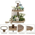 thumbnail image 5 of Hanobe Farmhouse Wooden Two Tiered Tray Stand:  2 Tier Trays Decor Wood for  Kitchen Island Decor Home Decor Living Room Coffee Table Centerpieces（Brown）, 5 of 12