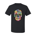 thumbnail image 2 of Wild Bobby Dean Russo Colorful Sugar Skull Streetwear Men Graphic Tee, Black, Small, 2 of 5