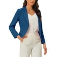 thumbnail image 4 of BLAZER CHIC para Mujeres, Abierto al Frente, Traje Corto para el Trabajo, Verano, Color Azul Lago, Talla L, 4 of 6