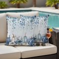 thumbnail image 2 of Outdoor Pillow Covers 18x18 Set of 2, Blue Pumpkin Fall Waterproof Patio Throw Pillow Covers for Couch Sofa Chair, Thanksgiving Watercolor Eucalyptus Leaves Decorative Pillowcases for Throw Pillows, 2 of 9