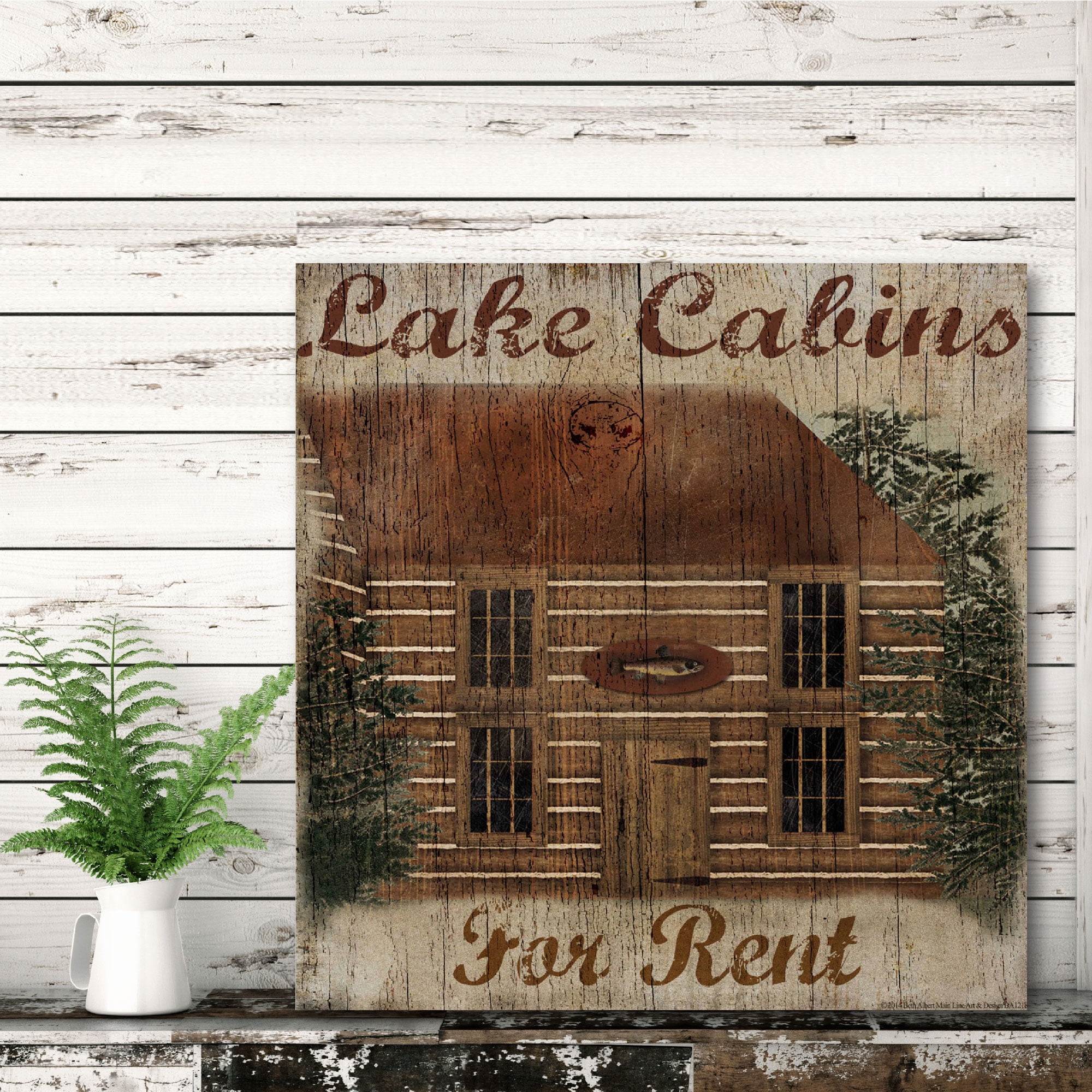 Lake Cabin Gallery-Wrapped Canvas Wall Art, 16x16