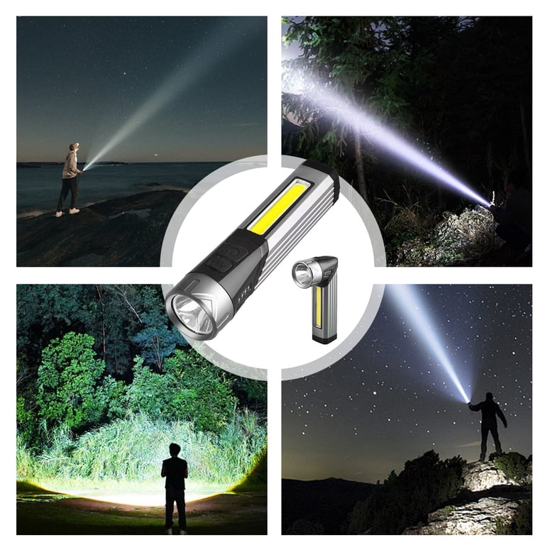 90 degree usb rechargeable flashlight Cofest USB Rechargeable LED Flashlight with 7 Light Modes, Watertight Outdoor Handheld Work Light, Portable LED Flashlight with 90 Degree Rotation,