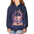 thumbnail image 3 of Chririnla Wizard Cartoon Axolotl Girls Casual Zip Up Hoodie Long Sleeve Lightweight with Pockets Trendy Fall Jacket Teens Size 13-14, 3 of 7