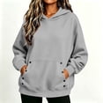 thumbnail image 3 of SYwaren Women's Oversized Hoodies Solid Color Long Sleeve Button Pocket Loose Casual Pullover Sweatshirt, 3 of 8