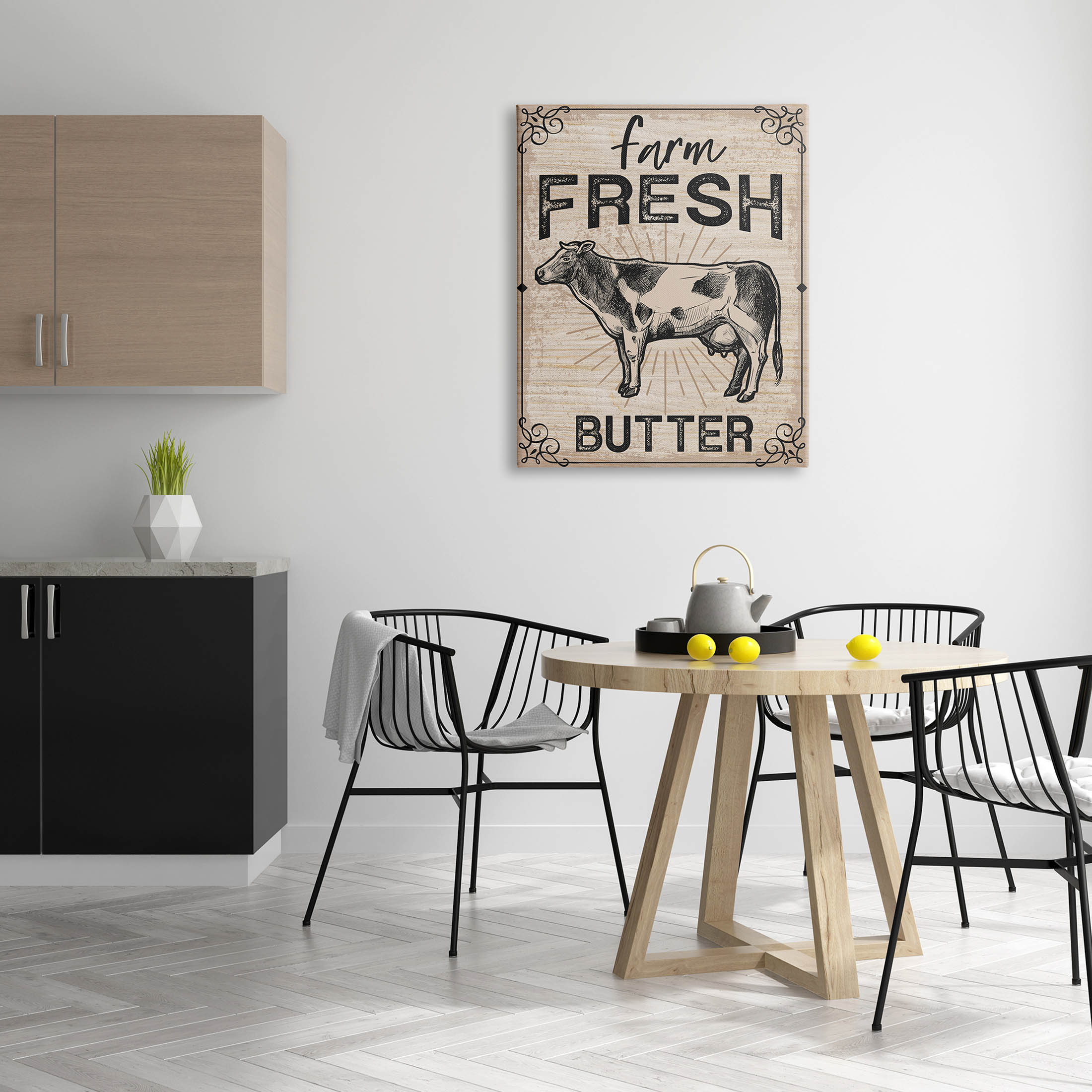 Farm Fresh Butter Vintage Sign Animals & Insects Graphic Art Gallery Wrapped Canvas Print Wall Art