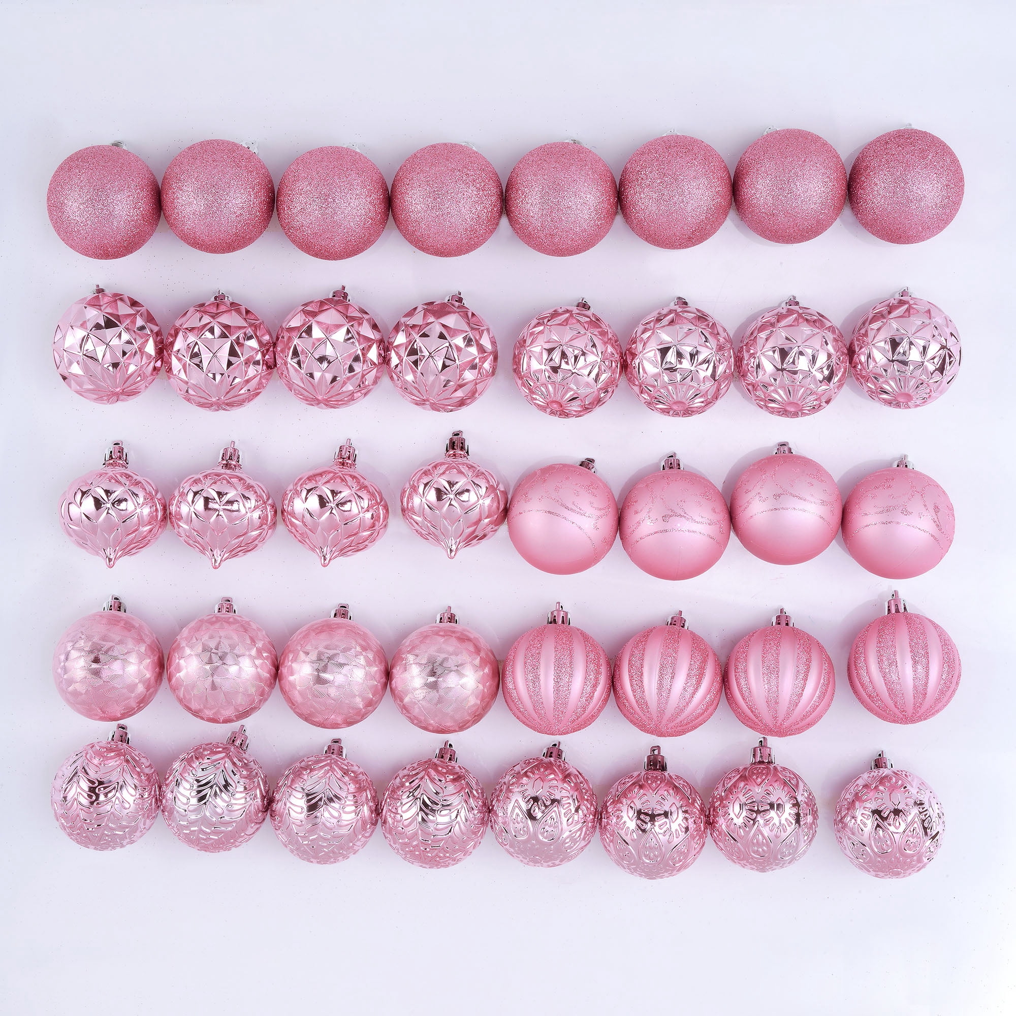 Holiday Time 40 Count Shatterproof Ornaments- Pink