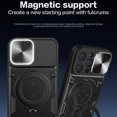 thumbnail image 5 of Case for iPhone 12 Pro Max, [Magnetic Car Mount] Hidden 360°Rotation Ring Kickstand & Camera Lens Sliding Cover Hybird Heavy Duty Shockproof Rugged Protective Shell for iPhone 12 Pro Max - Silver, 5 of 12