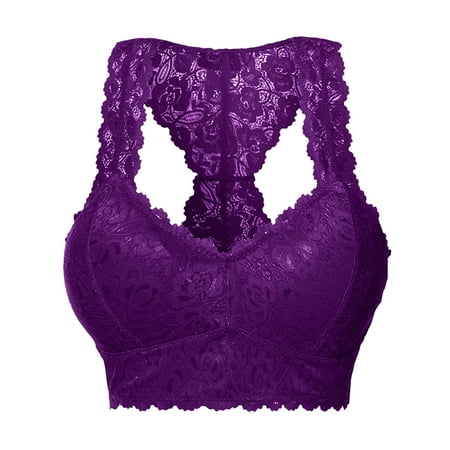 Clearance!Uooqdmx Bras for Women Sexy Lingerie for Women Plus Size Vest Crop Wire Bra Lingerie Sexy V Neck Underwear Lingerie S 3xl Women s Lingerie  Sleep & Lounge Purple XL