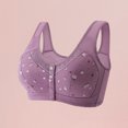 thumbnail image 2 of Ropa interior estampada para mujer sujetadores con cuello en V y retazos de encaje traje de ropa interior con hebilla frontal, 2 of 9