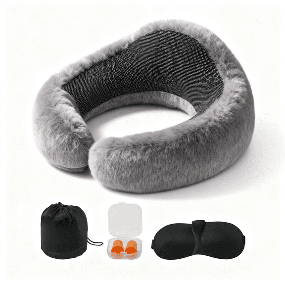 360° Rotating Dual Support Travel Pillow, Ergonomic Neck Curve Fit Pressure Relief, Comfortable Head Neck Support for Airplane Car Office Nap